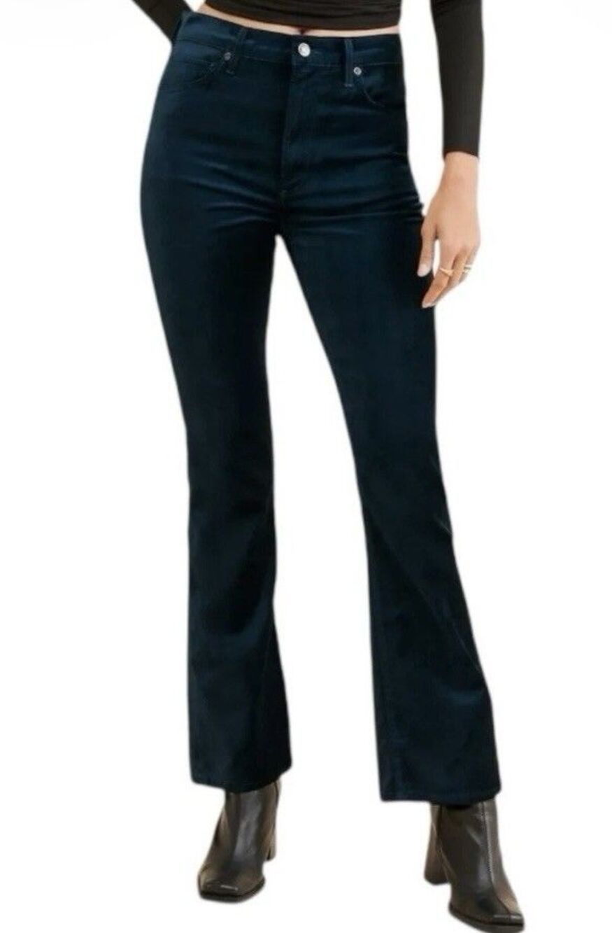 AGOLDE Nico Boot High Rise Black Velvet Pants Size 30